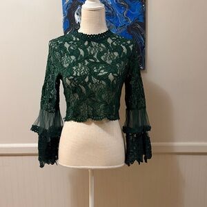 Love song Elegant Green Lace Top